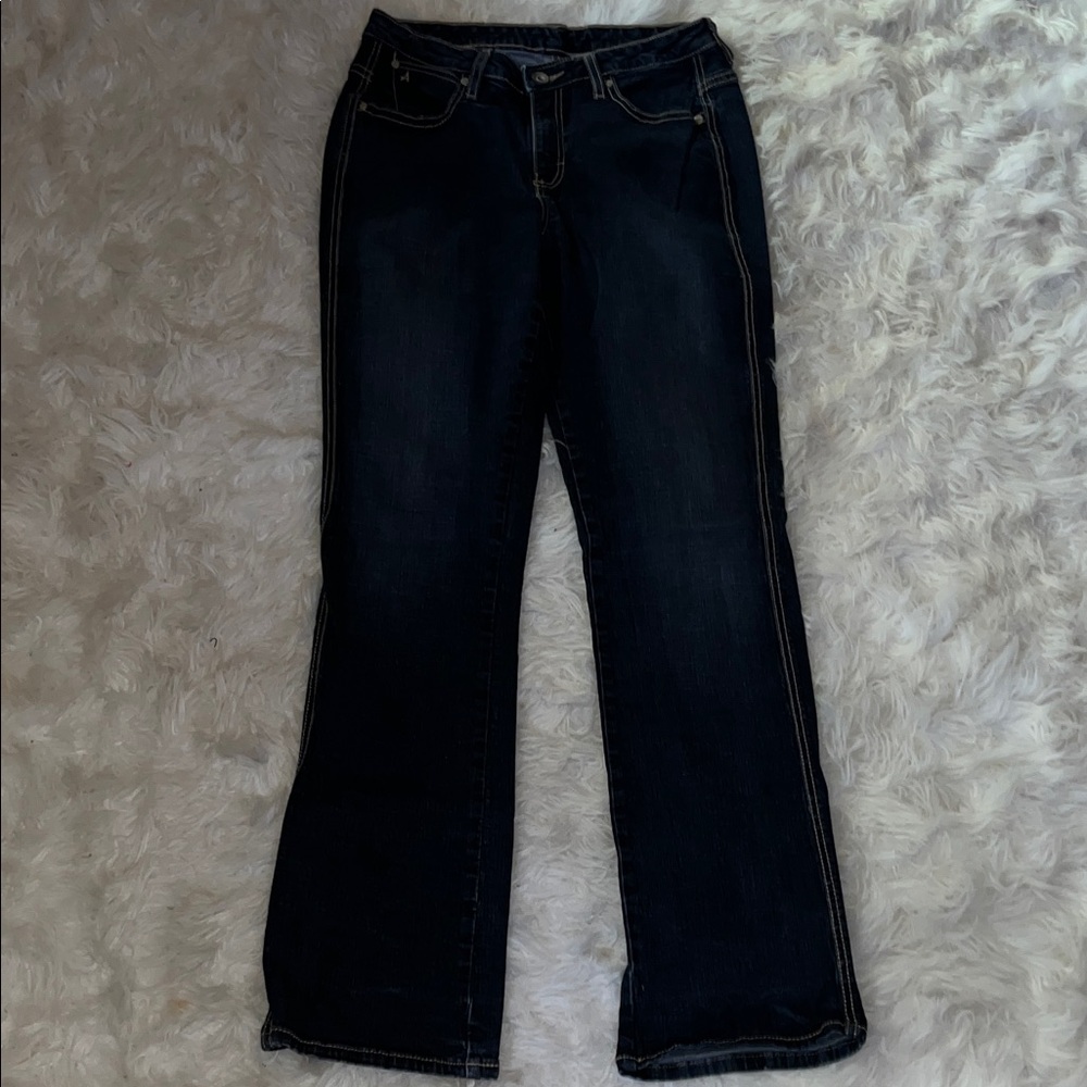 Aura Dark Indigo Wide-Leg Jeans with Contrast Stitching